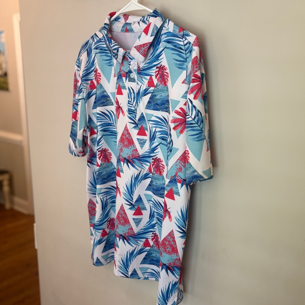 🏌️‍♂️ Yatta Golf Polo – Men’s Large – Tropical Print Performance Shirt 🌴🌊 - Picture 3 of 7